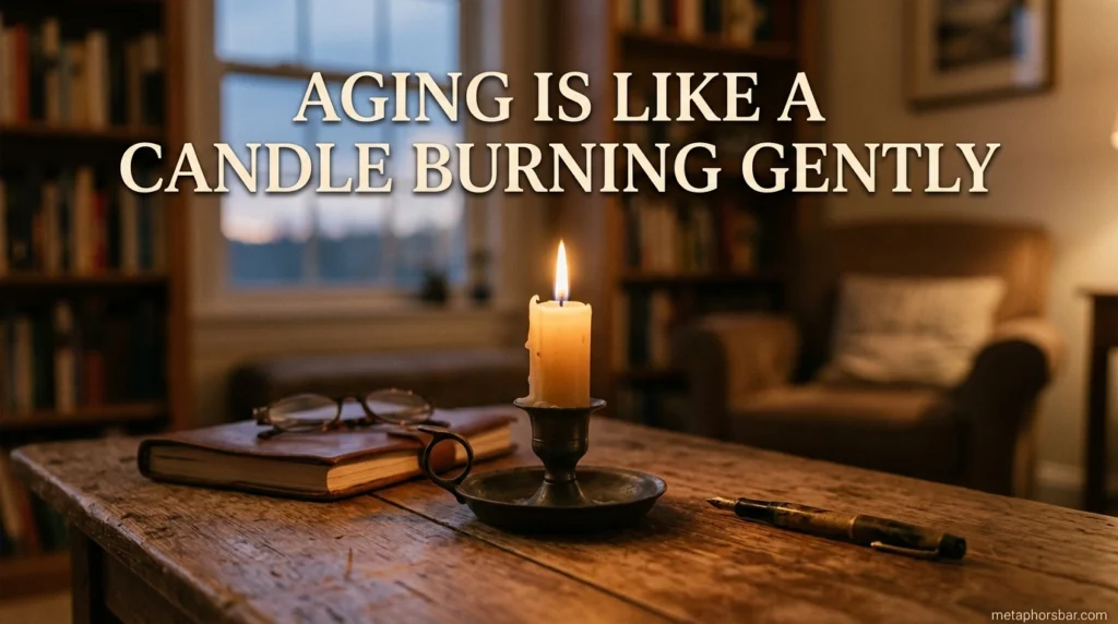 Aging is like a candle burning gently.