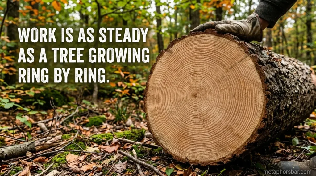 Work is as steady as a tree growing ring by ring.