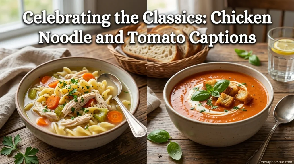 Celebrating the Classics: Chicken Noodle and Tomato Captions